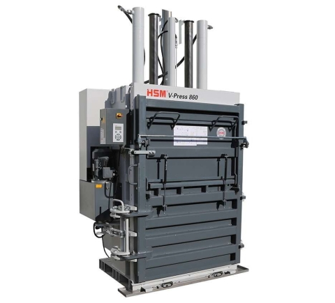 HSM V-PRESS 860 E 袋裝PET保特瓶鋁罐-直立式廢棄物壓縮打包機