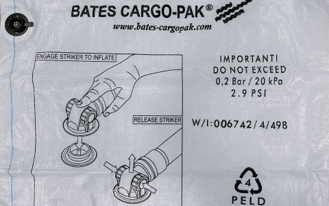 寧泰科技BATES PPW 大氣閥貨櫃充氣袋上的標籤內容意義為何？